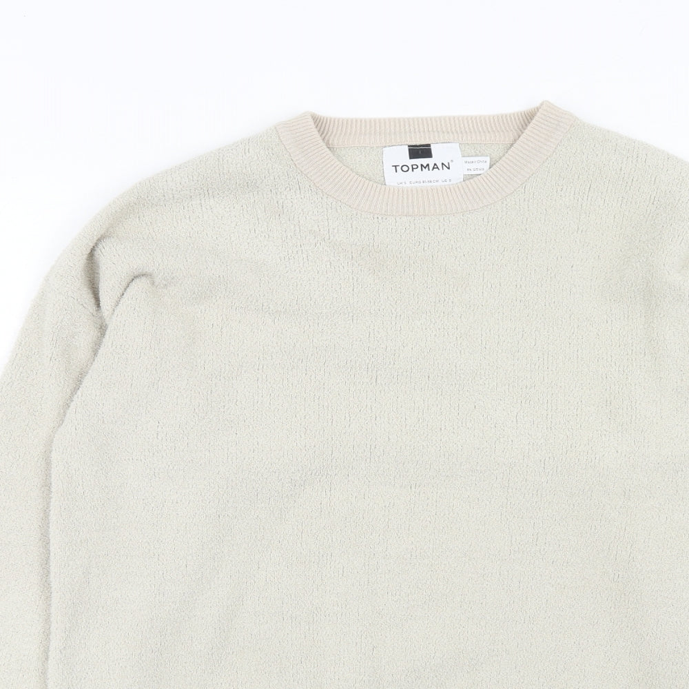 Topman Mens Ivory Polyester Pullover Sweatshirt Size S