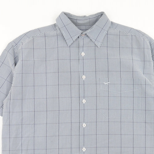 Wolsey Mens Blue Check Modal Button-Up Size M Collared Button