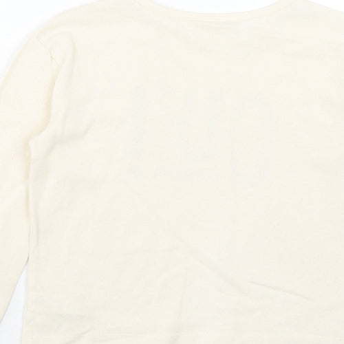 Zara Girls Ivory Cotton Basic T-Shirt Size 8 Years Round Neck Pullover - Oui!