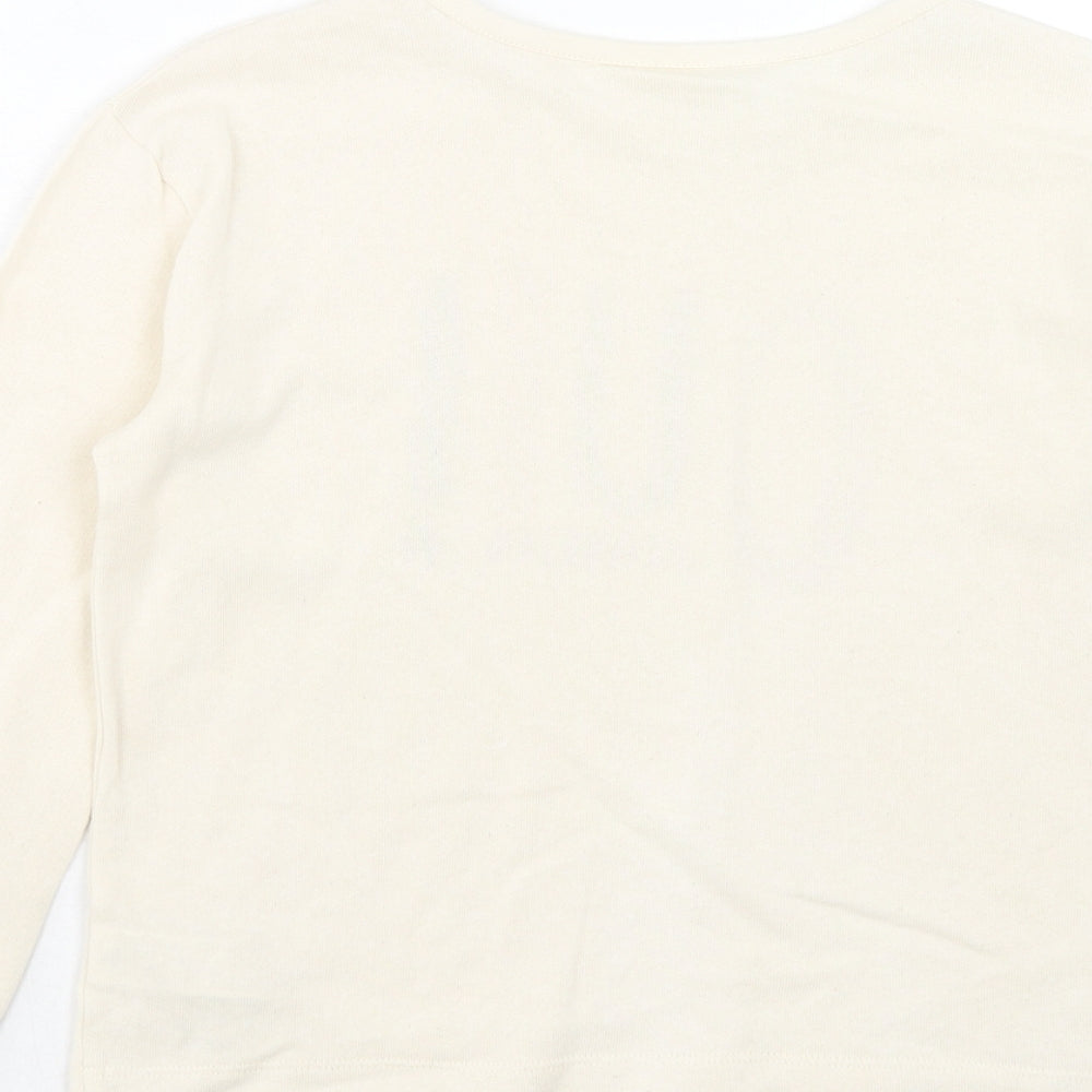 Zara Girls Ivory Cotton Basic T-Shirt Size 8 Years Round Neck Pullover - Oui!