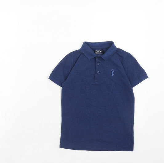 NEXT Boys Blue Polyester Basic Polo Size 6 Years Collared Button