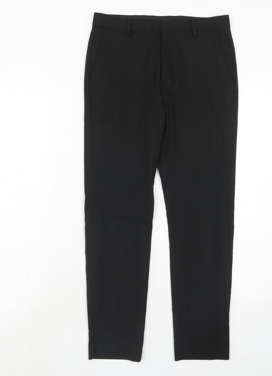 Burton Mens Black Polyester Dress Pants Trousers Size 28 in Regular Hook & Eye