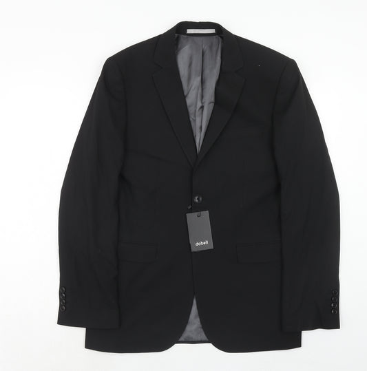 Dobell Mens Black Polyester Jacket Suit Jacket Size 44 Regular