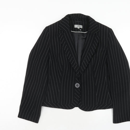 Marks and Spencer Womens Black Striped Polyester Jacket Blazer Size 14