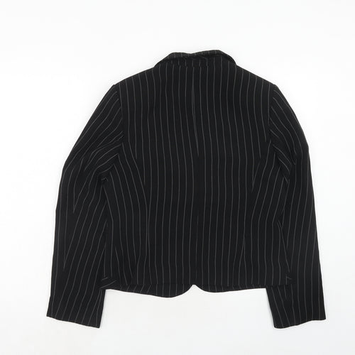 Marks and Spencer Womens Black Striped Polyester Jacket Blazer Size 14