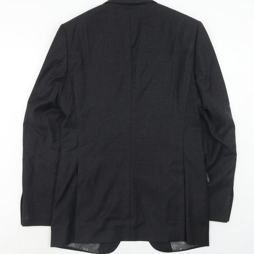 Marks and Spencer Mens Black Wool Jacket Suit Jacket Size 38 Regular - Window Pane Check