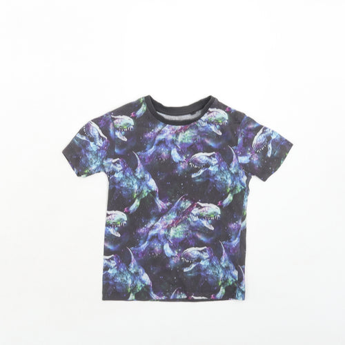 NEXT Boys Blue Cotton Basic T-Shirt Size 3 Years Round Neck Pullover - Dinosaur Print