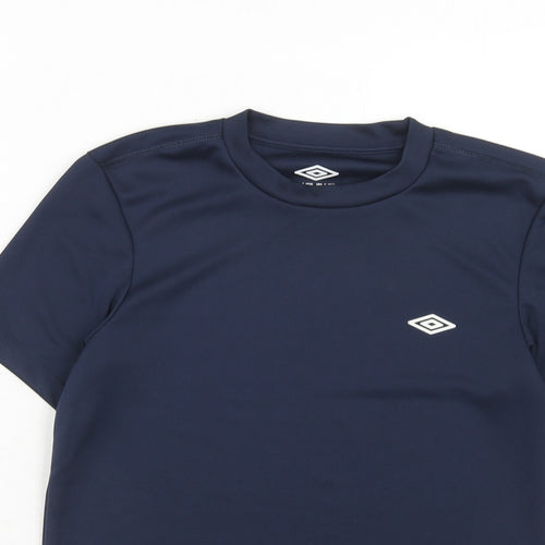 Umbro Boys Blue Polyester Basic T-Shirt Size 9-10 Years Round Neck Pullover