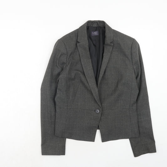 Marks and Spencer Womens Grey Striped Polyester Jacket Blazer Size 12