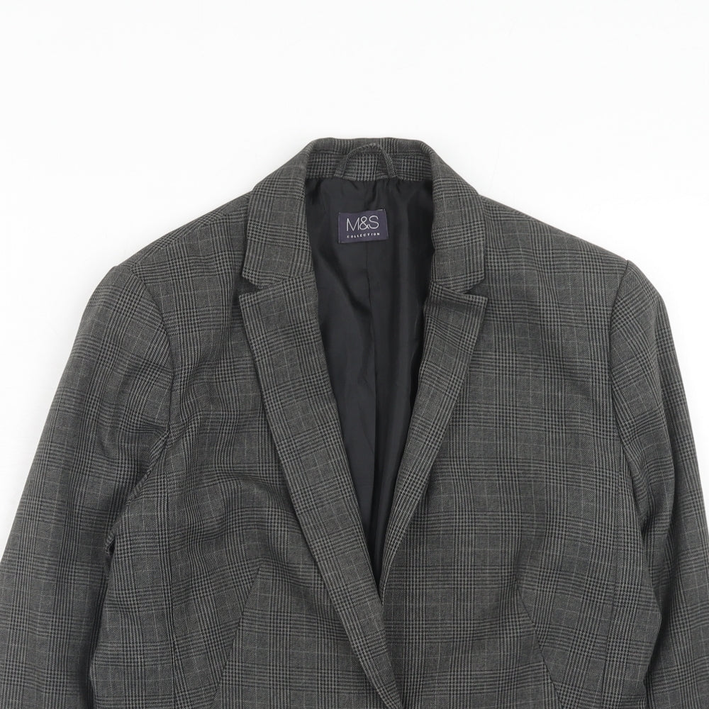 Marks and Spencer Womens Grey Striped Polyester Jacket Blazer Size 12