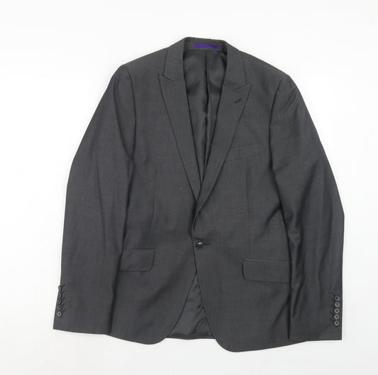New Look Mens Grey Polyester Jacket Suit Jacket Size 38 Regular
