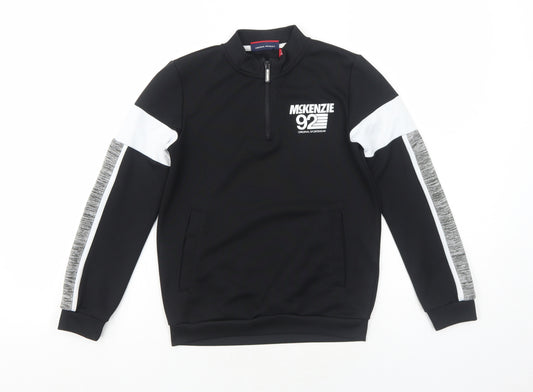 McKenzie Boys Black Geometric Polyester Pullover Sweatshirt Size 8-9 Years Zip - McKenzie 92