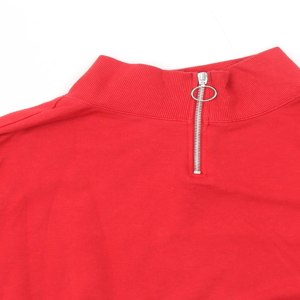 H&M Womens Red Cotton Pullover Sweatshirt Size S Zip