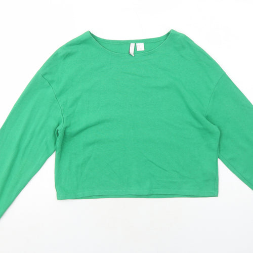 H&M Womens Green Cotton Pullover Sweatshirt Size XS Pullover