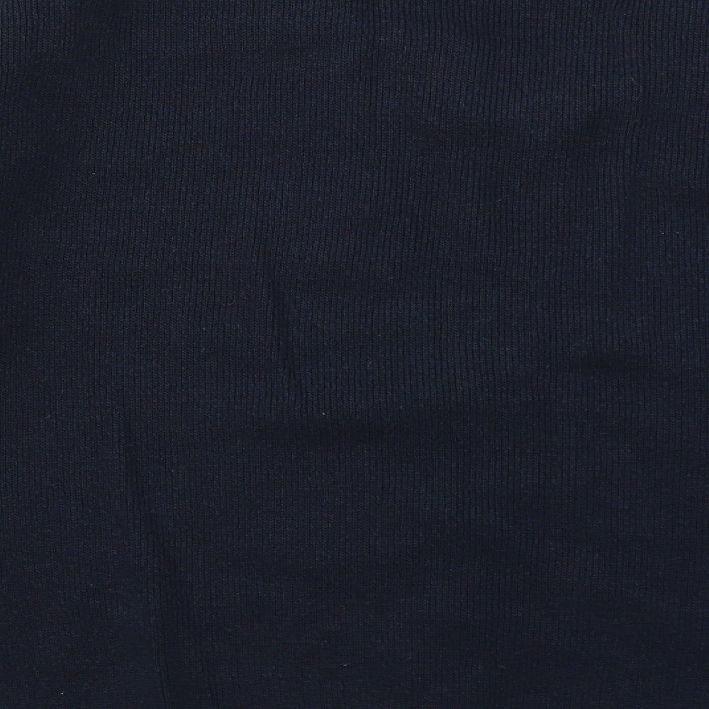 BHS Mens Blue V-Neck Geometric Cotton Pullover Jumper Size M Long Sleeve