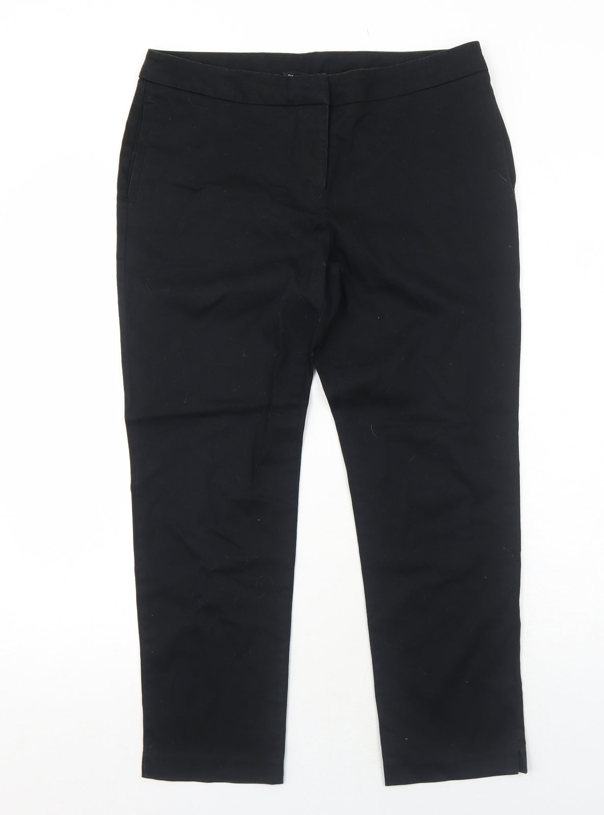 Dorothy Perkins Womens Black Cotton Trousers Size 12 Regular Zip