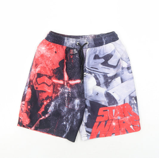 NEXT Boys Red Geometric Polyester Sweat Shorts Size 7 Years Regular Drawstring - Swim Shorts, Star Wars