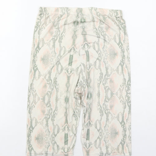 Boohoo Womens Green Animal Print Polyester Compression Shorts Size 12 Regular Pull On - Snake Skin Print