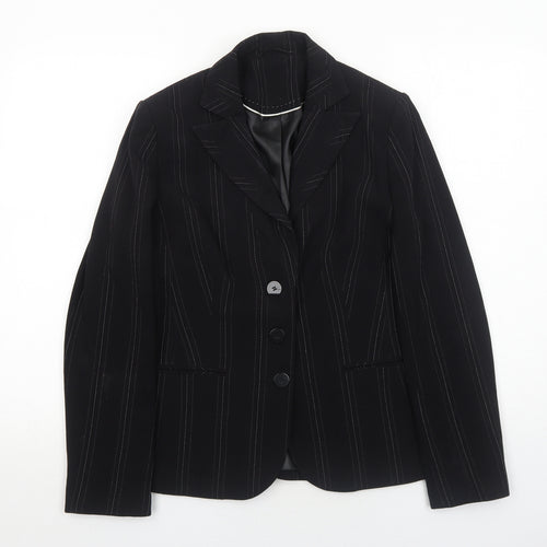 New Look Womens Black Striped Polyester Jacket Blazer Size 12