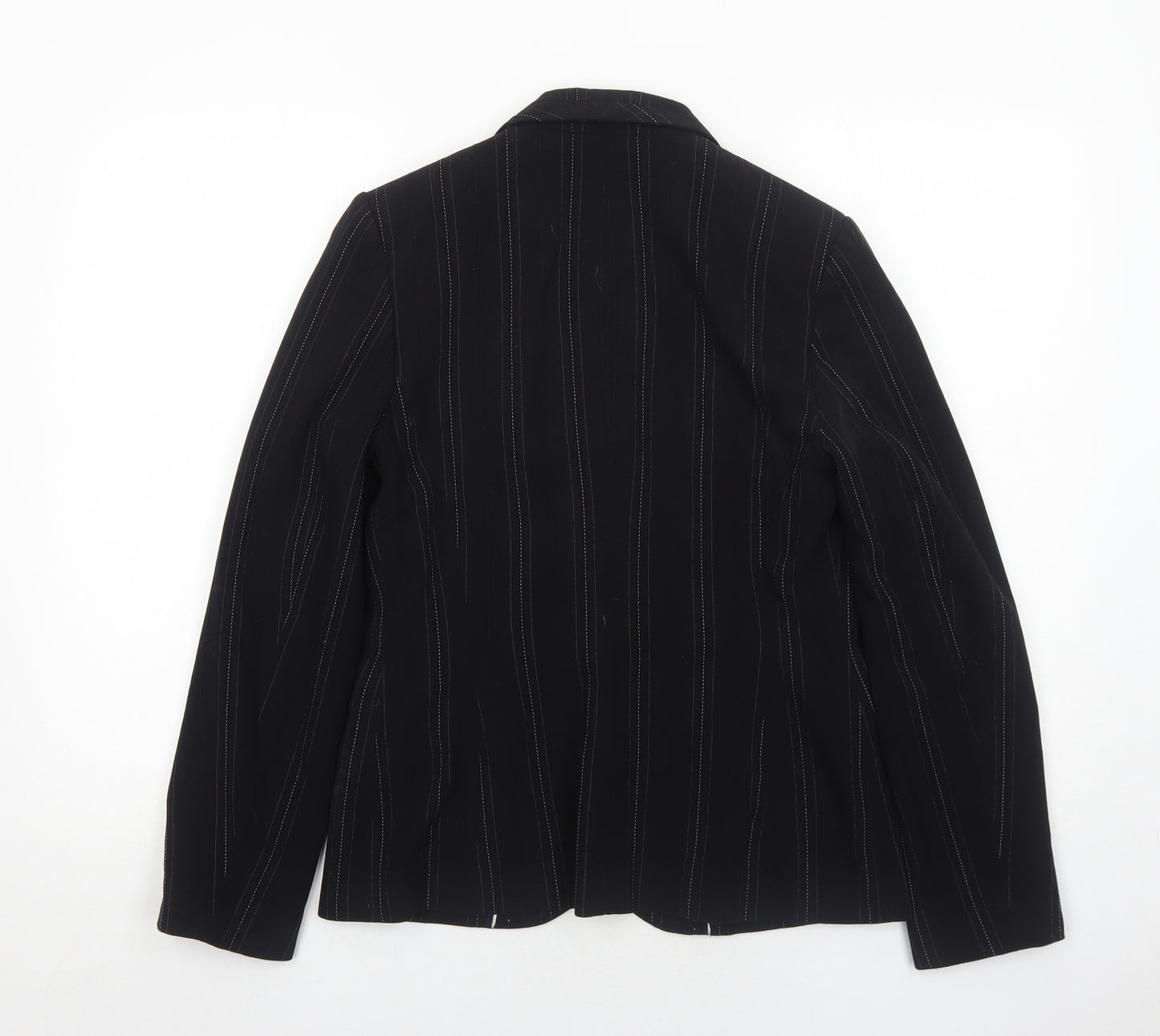New Look Womens Black Striped Polyester Jacket Blazer Size 12