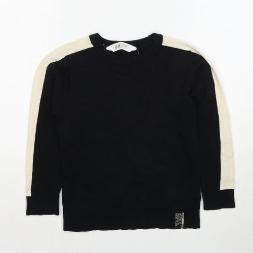 H&M Boys Black Round Neck Cotton Pullover Jumper Size 5-6 Years Pullover