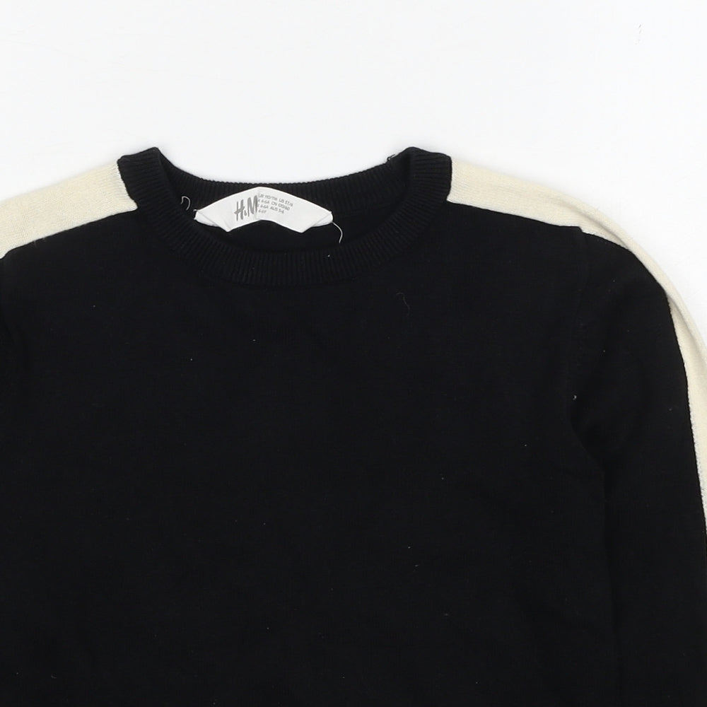 H&M Boys Black Round Neck Cotton Pullover Jumper Size 5-6 Years Pullover