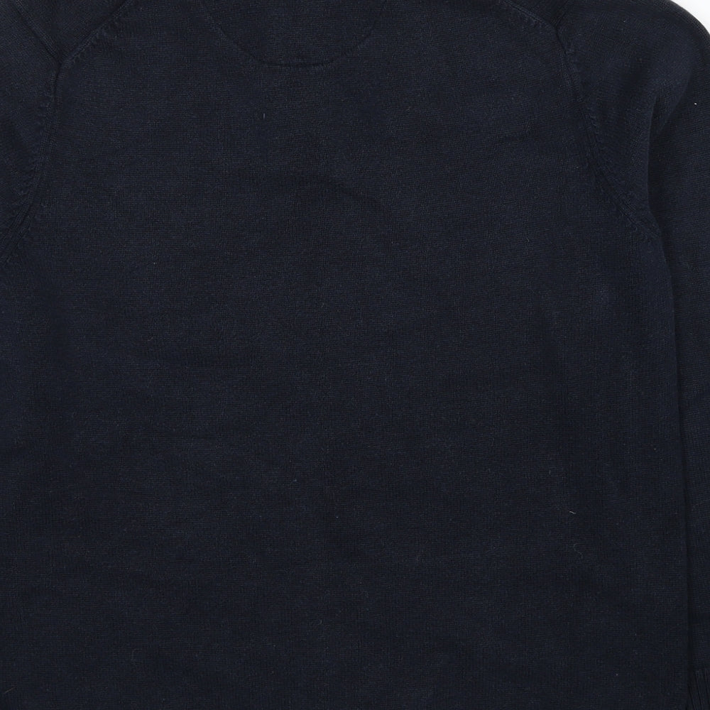 Baumler Mens Blue Cotton Henley Sweatshirt Size L