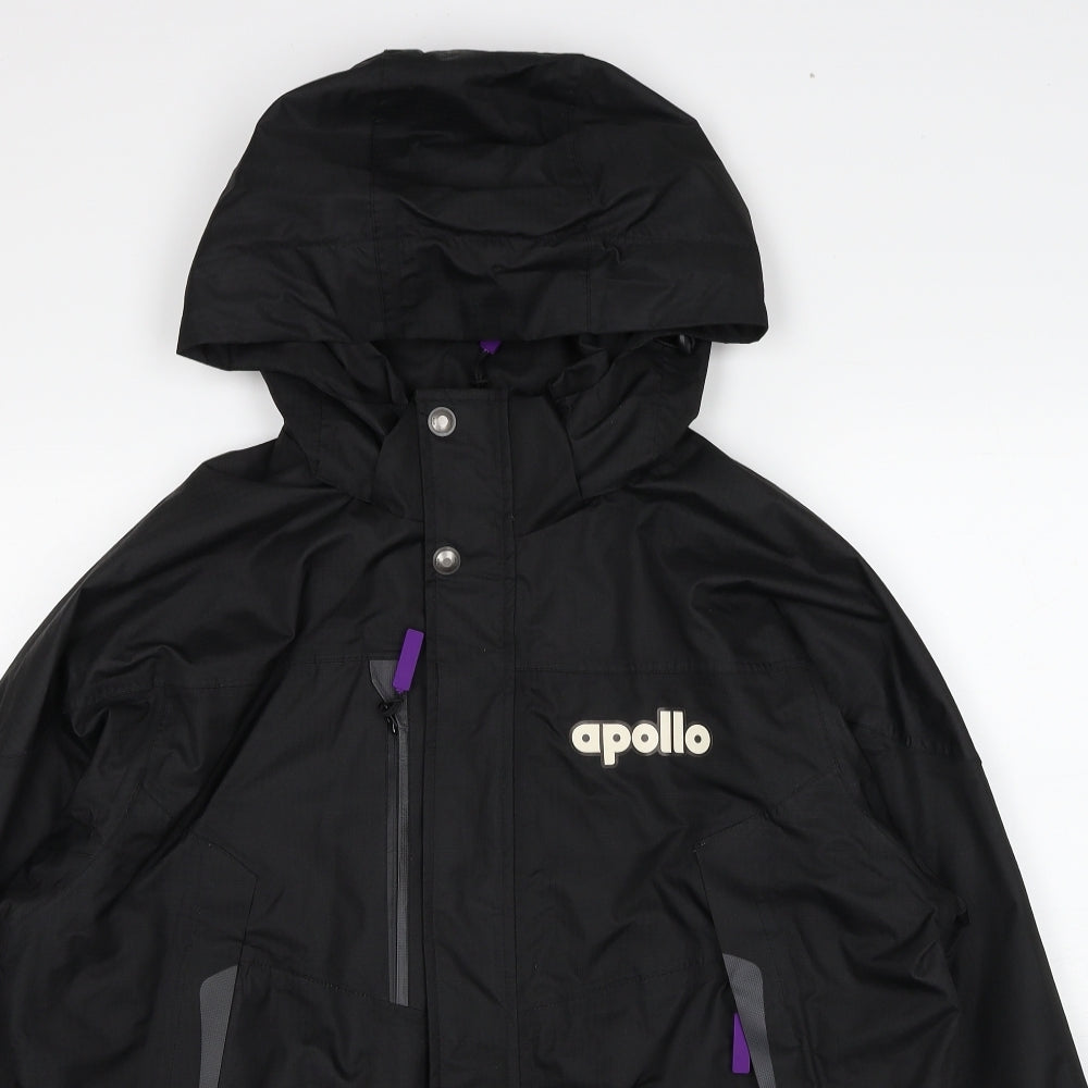 Apollo Mens Black Windbreaker Jacket Size M Zip