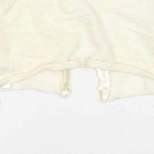 Billieblush Girls Ivory Round Neck Cotton Cardigan Jumper Size 4 Years Button