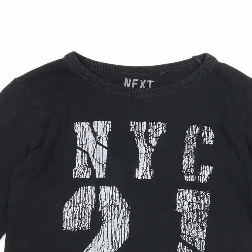 NEXT Boys Black Cotton Basic T-Shirt Size 5-6 Years Round Neck Pullover - NYC 21