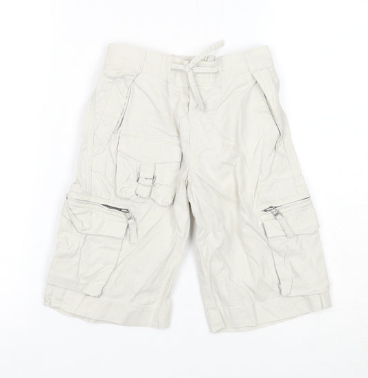 NEXT Boys Beige Linen Cargo Trousers Size 6 Years Regular Tie