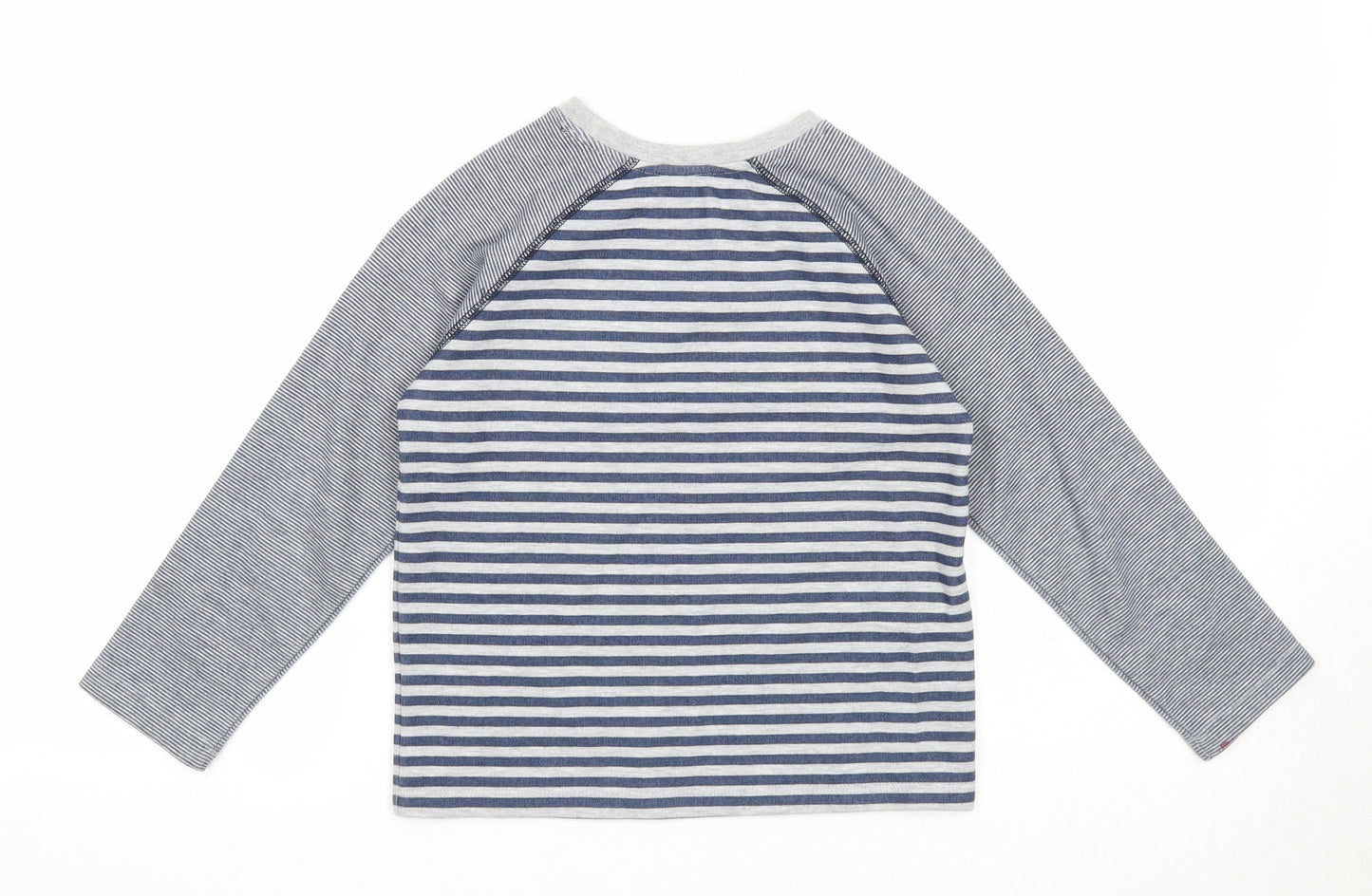 John Lewis Boys Blue Round Neck Striped Cotton Pullover Jumper Size 7 Years Pullover