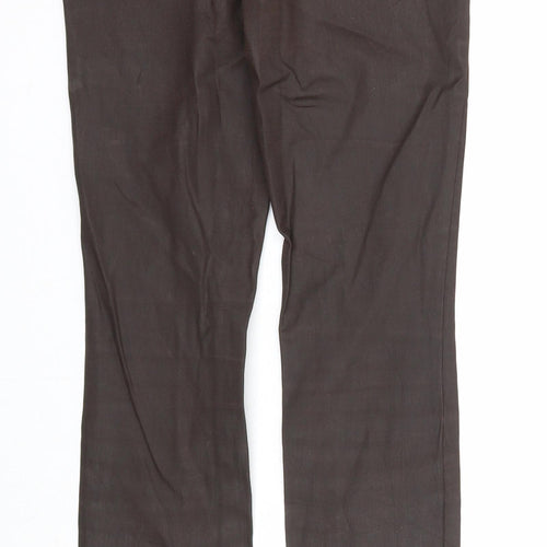 Massimo Dutti Womens Brown Cotton Trousers Size 6 Regular Zip - Coated
