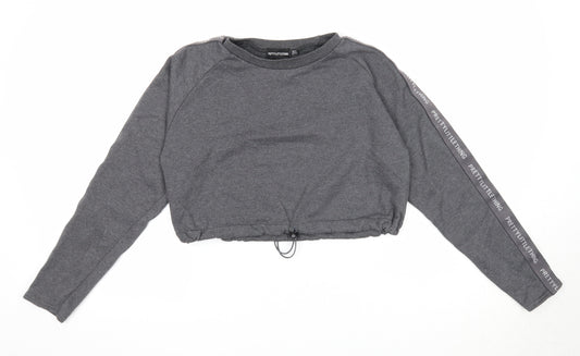 PRETTYLITTLETHING Womens Grey Polyester Pullover Sweatshirt Size 6 Pullover