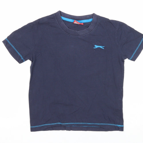Slazenger Boys Blue Cotton Basic T-Shirt Size 3-4 Years Round Neck Pullover