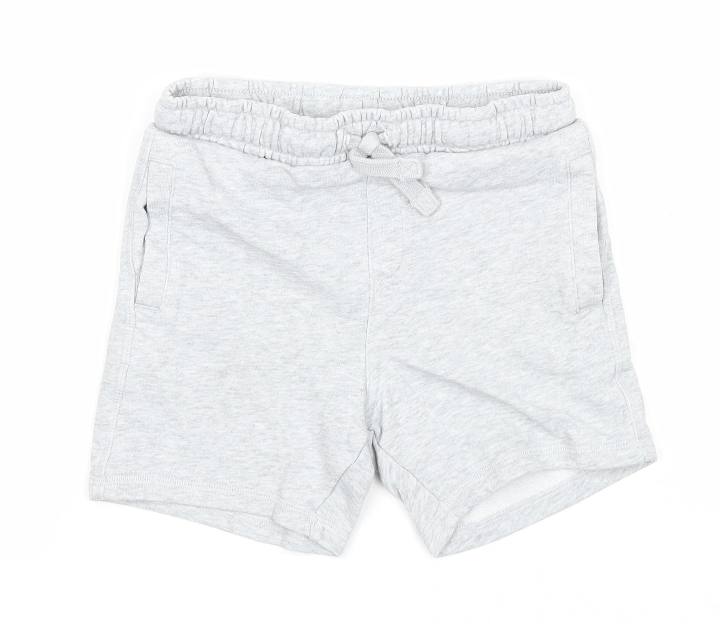 Marks and Spencer Boys Grey Cotton Sweat Shorts Size 5-6 Years Regular Drawstring