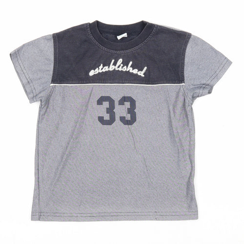 Adams Boys Grey Cotton Basic T-Shirt Size 4 Years Round Neck Pullover - Established 33