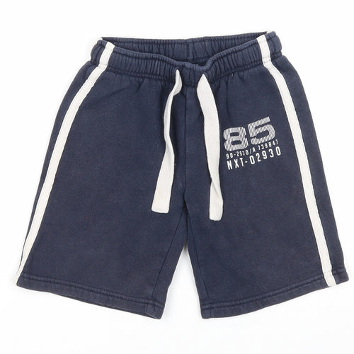 NEXT Boys Blue Cotton Sweat Shorts Size 4 Years Regular Drawstring