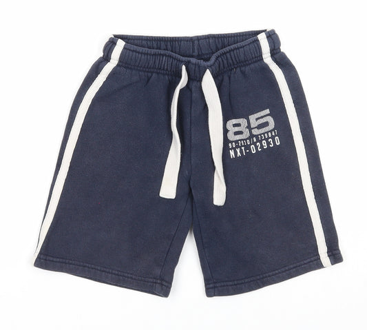 NEXT Boys Blue Cotton Sweat Shorts Size 4 Years Regular Drawstring