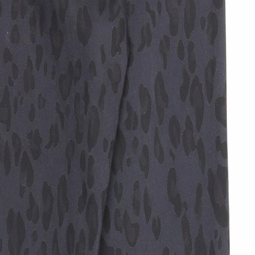 Divided Womens Black Animal Print Cotton Trousers Size 8 Regular Zip