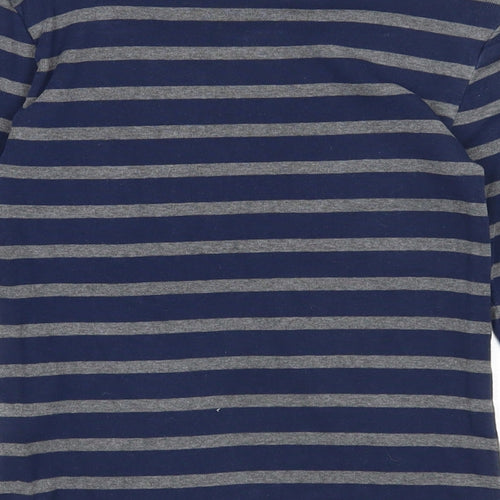 H&M Boys Blue Striped Cotton Basic T-Shirt Size 5-6 Years Round Neck Pullover