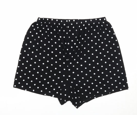 Boohoo Womens Black Polka Dot Polyester Basic Shorts Size M Regular Pull On