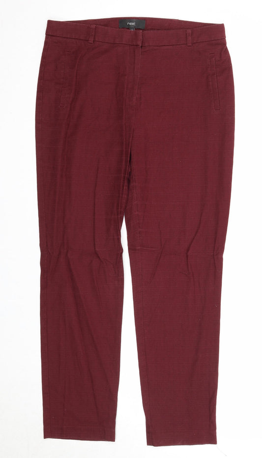 NEXT Womens Purple Cotton Trousers Size 12 Regular Zip