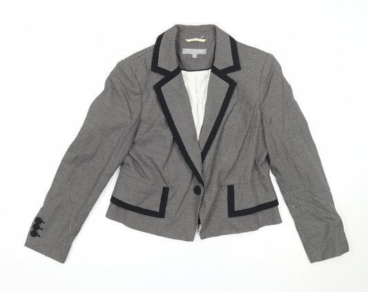 Marks and Spencer Womens Black Geometric Jacket Blazer Size 12 Button