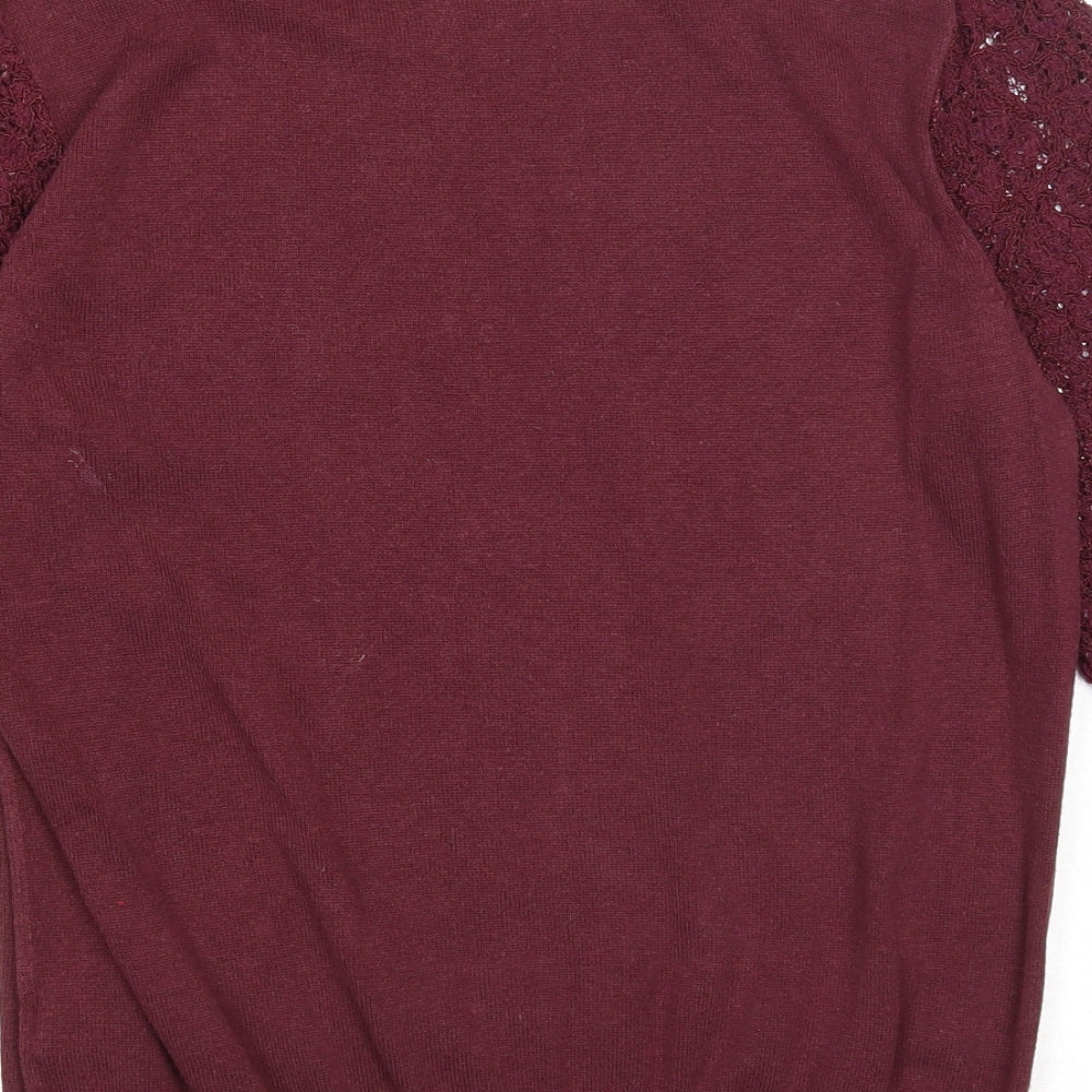 Roz & Ali Womens Purple Round Neck Cotton Pullover Jumper Size M