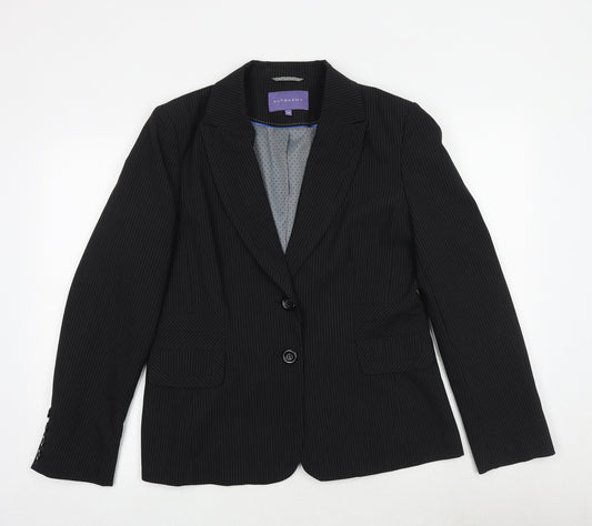 Autonomy Womens Black Striped Polyacrylate Fibre Jacket Suit Jacket Size 14