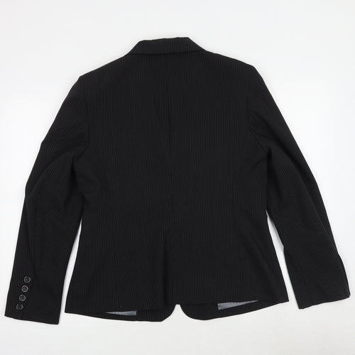 Autonomy Womens Black Striped Polyacrylate Fibre Jacket Suit Jacket Size 14