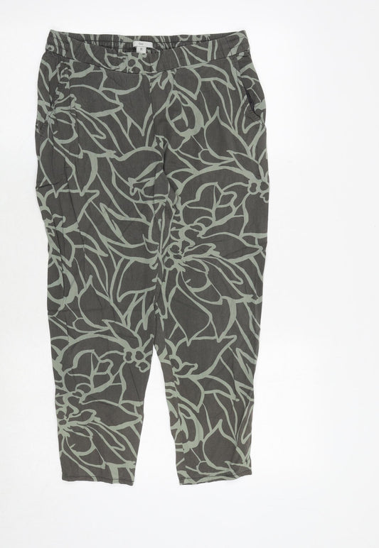 Gap Womens Green Geometric Viscose Trousers Size M Regular Tie