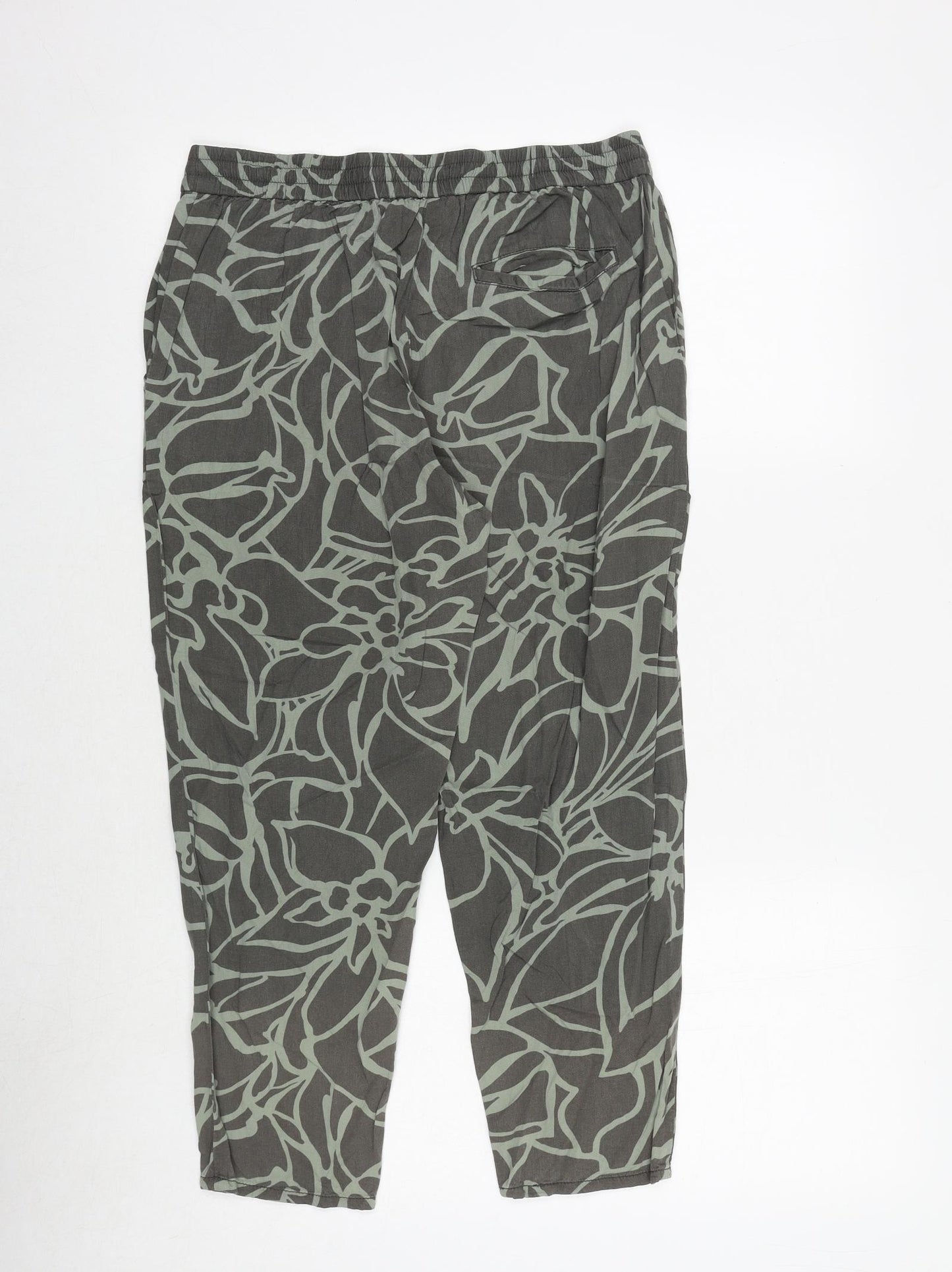 Gap Womens Green Geometric Viscose Trousers Size M Regular Tie