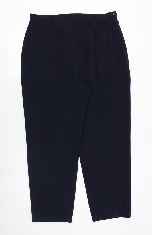 Marks and Spencer Womens Blue Polyester Trousers Size 18 Regular Zip
